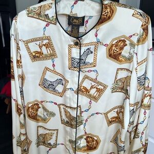 Corey B New York Silk Blouse with Intricate Print